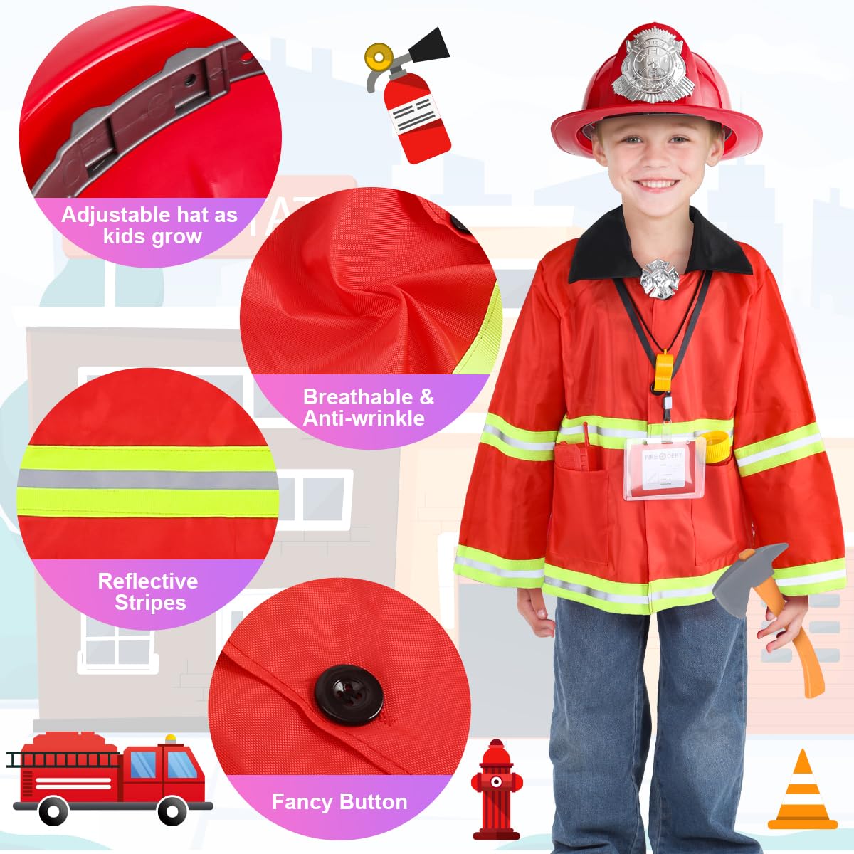Captain Chaowing firefighter hat completes the authentic firefighter look for kids.