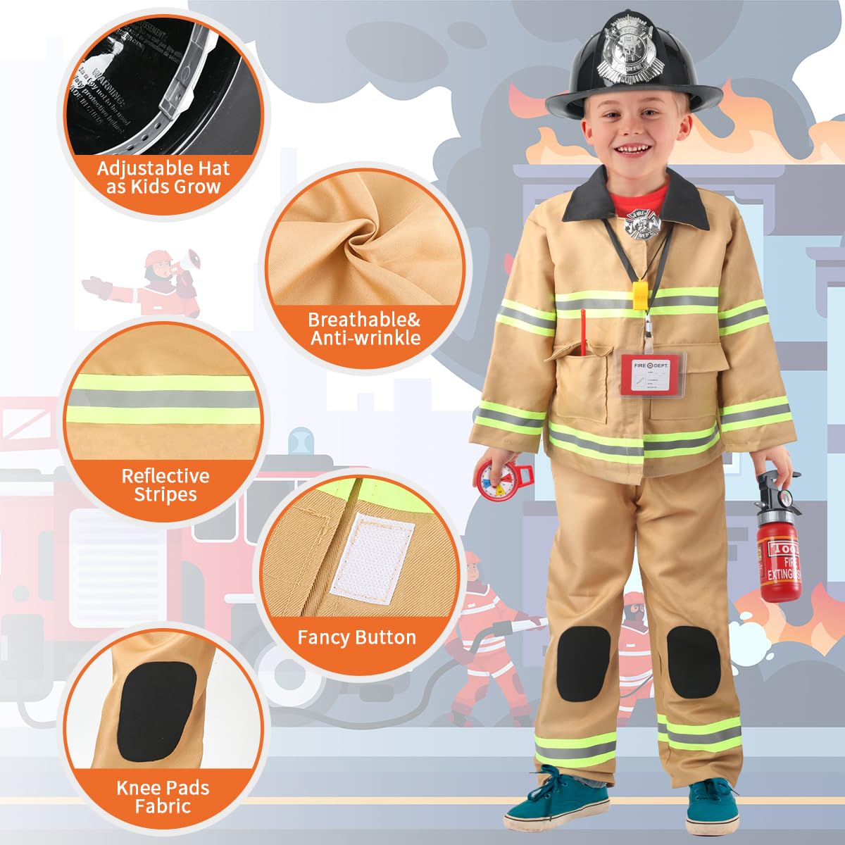 Captain Chaowing firefighter pants with knee protection for active play