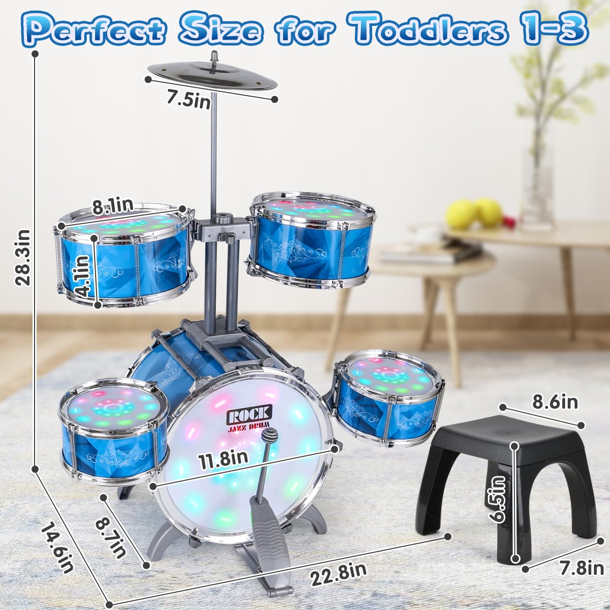 Captain Chaowing kids drum set during assembly for quick setup