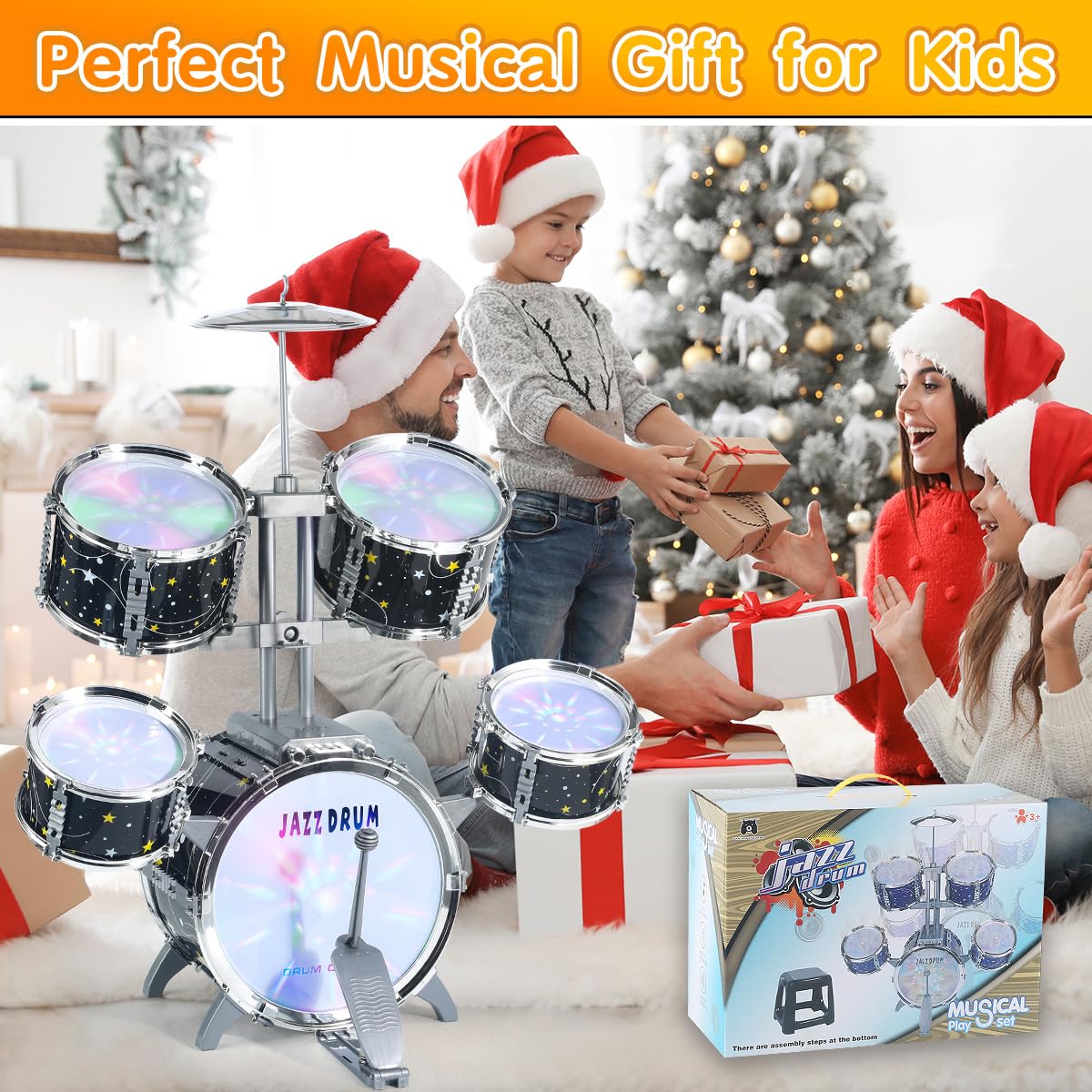 Captain Chaowing drum set with bass pedal and cymbal for realistic practice