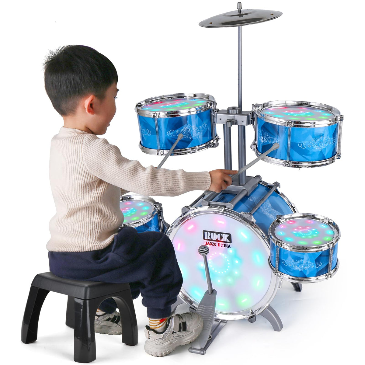 Captain Chaowing kids drum set with lights enhances playtime rhythm