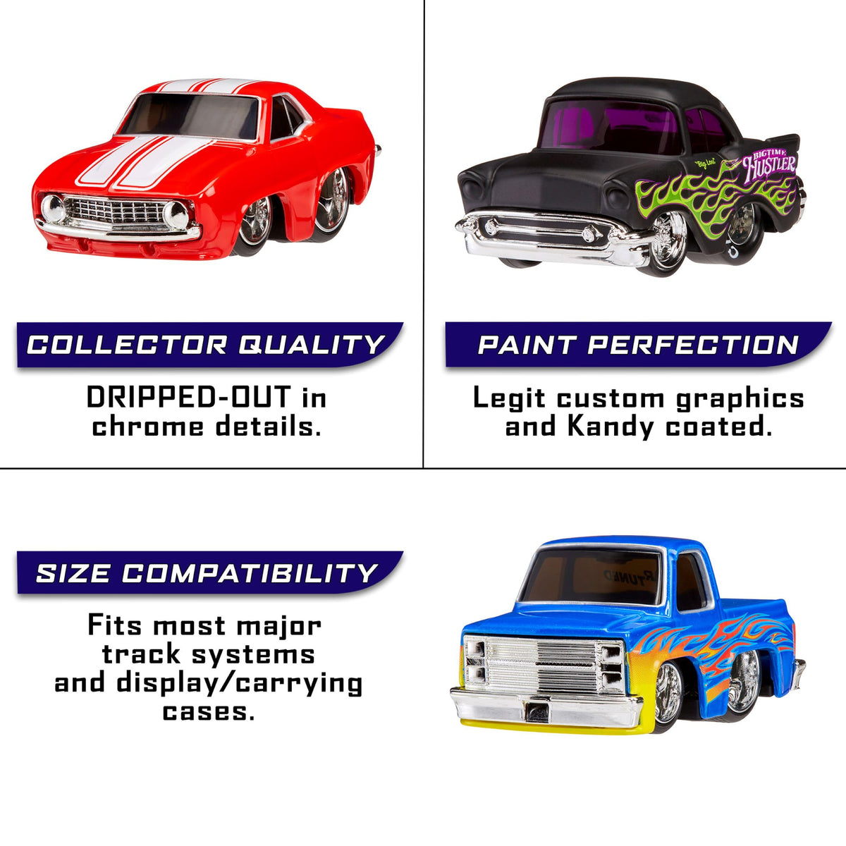 MGA CarTuned Series 1 Nomad lowrider black with glossy paint for display.
