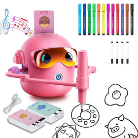 CaraSuL drawing robot reads a card aloud guiding kids through steps