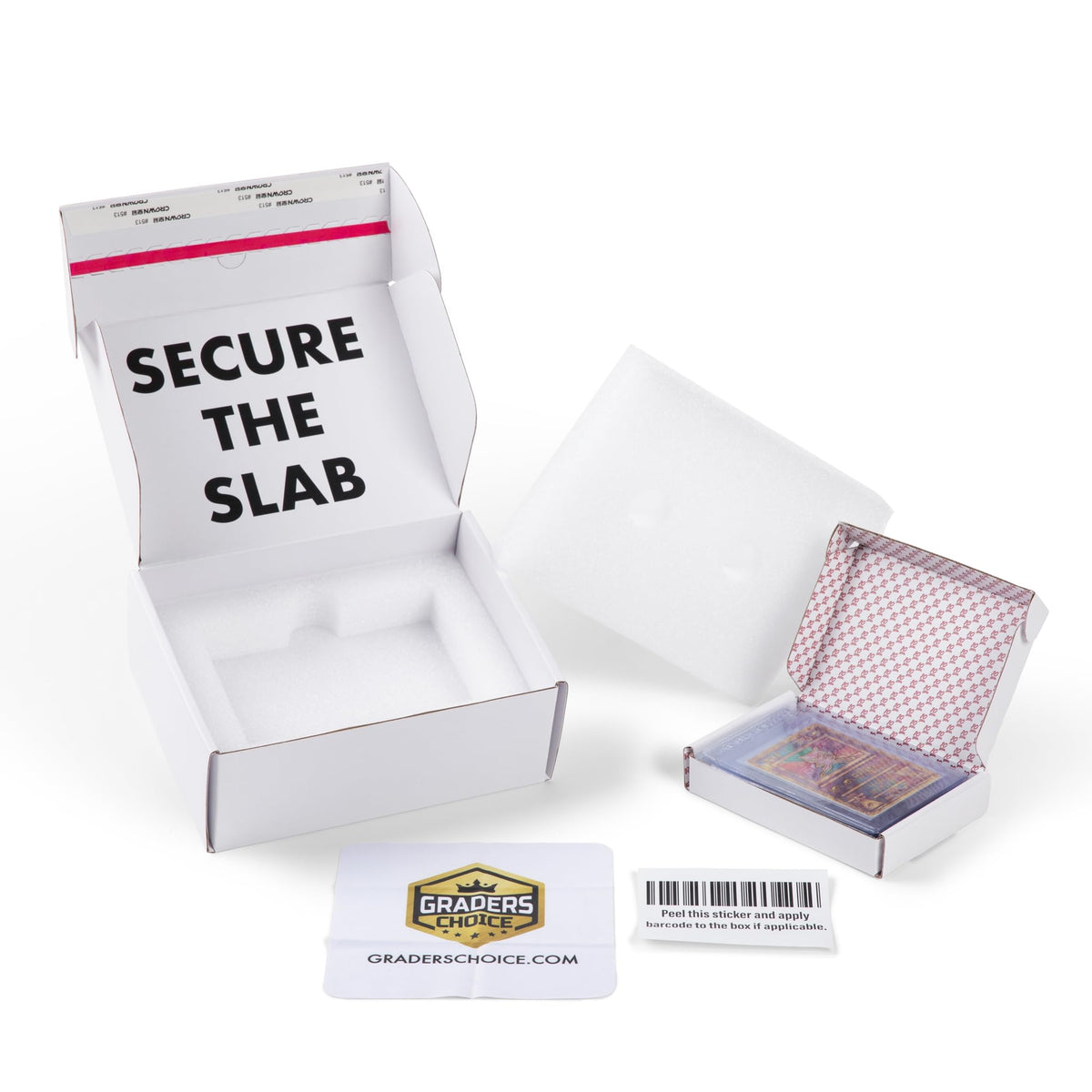 Card Delivery Excellence grading kit open box showing contents for secure submissions.