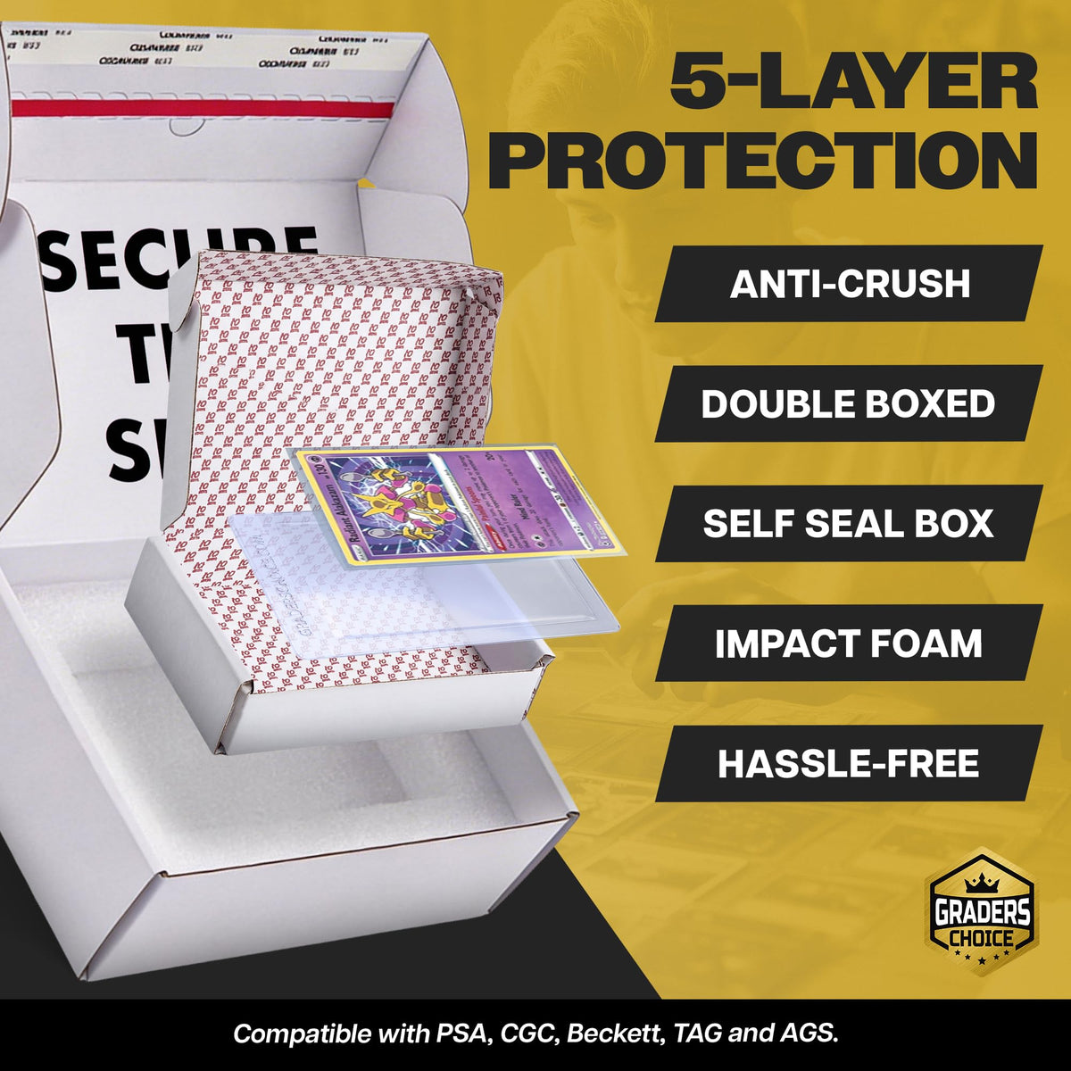 Card Delivery Excellence shock-absorbent foam provides cushion during transit.