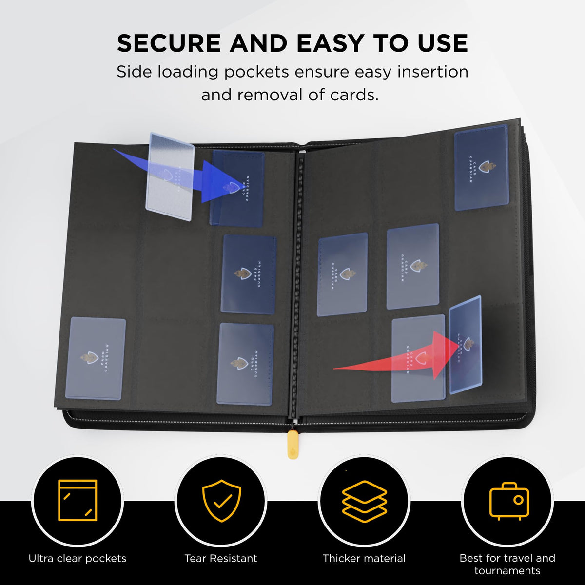 Card Guardian binder holds up to 360 cards for organized storage.
