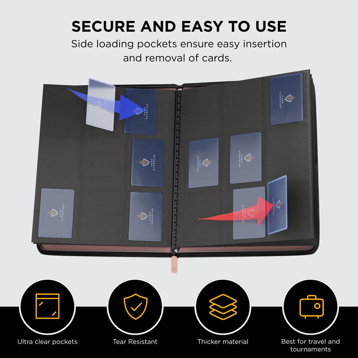 Card Guardian 360-card capacity binder neatly stores your whole deck.