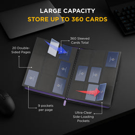 Card Guardian 9-pocket binder back cover highlights reinforced construction and protection.