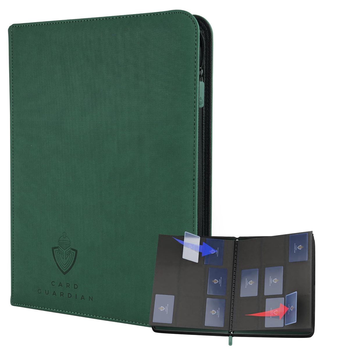 Card Guardian 9-pocket binder front cover shows premium card storage up to 360 cards