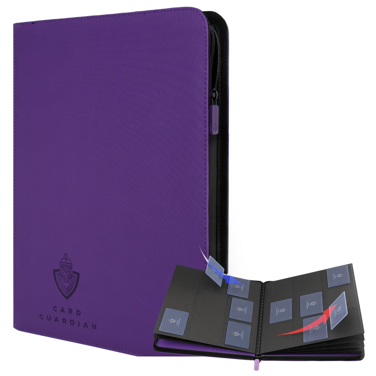 Card Guardian 9-pocket binder front cover shows durable design protecting cards.