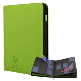 Card Guardian 9-pocket lime green binder front cover secures up to 360 cards