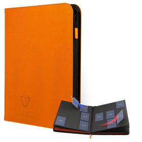 Card Guardian 9-pocket binder orange front cover keeps 360 cards neatly organized for quick access.