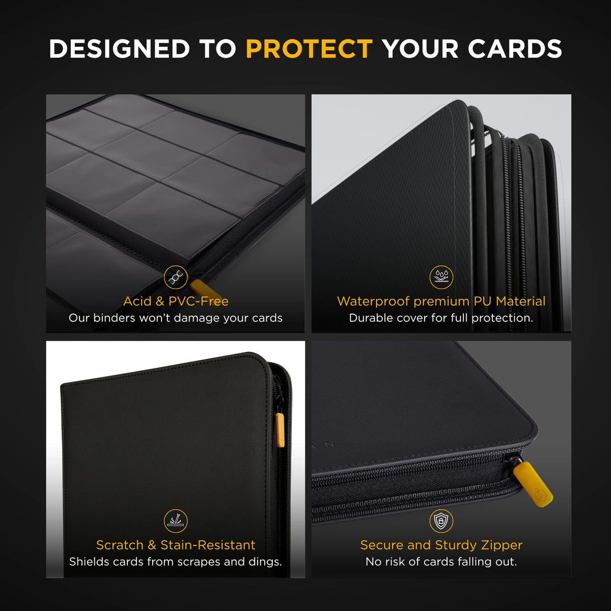Card Guardian side-loading pockets enable easy access and safe handling.