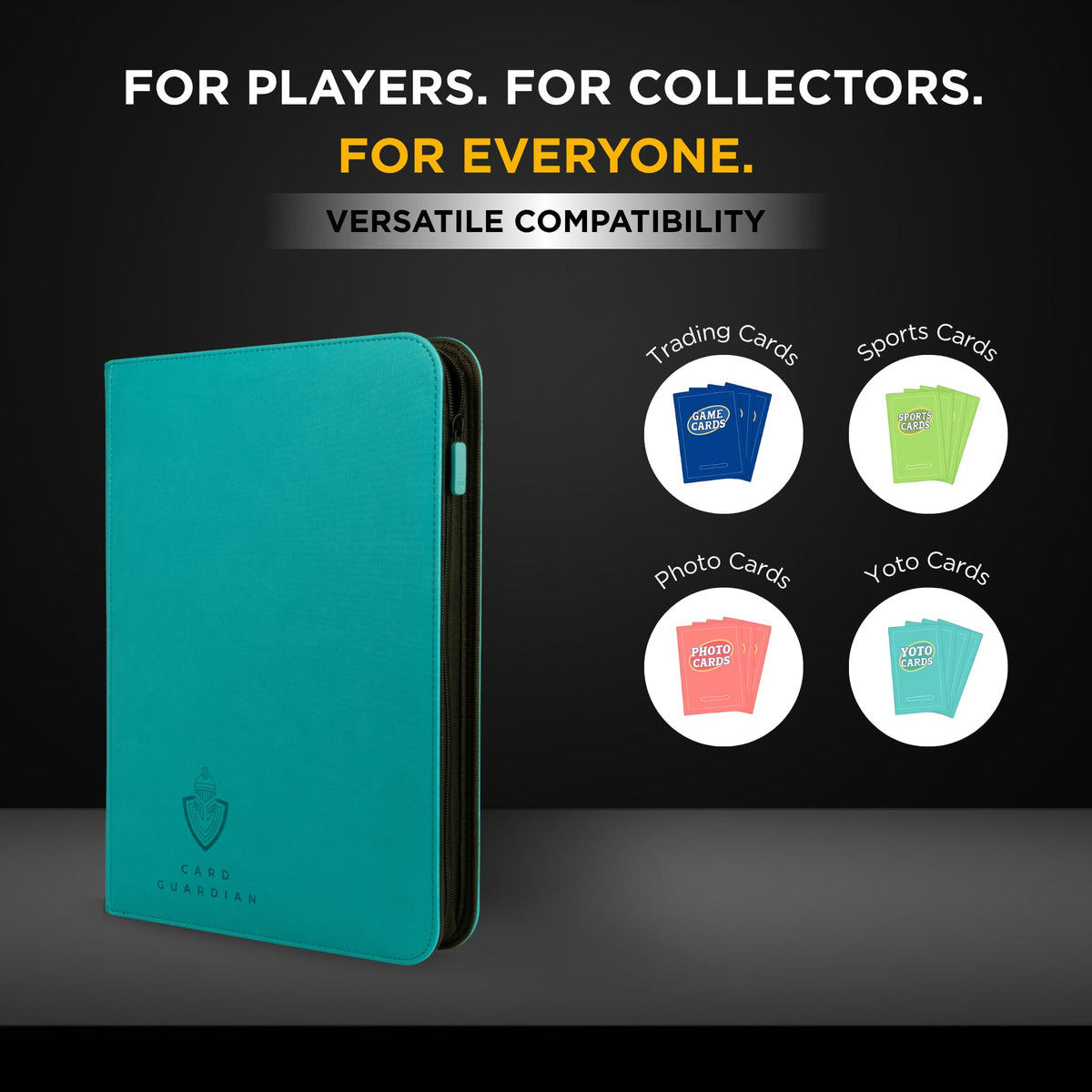 Card Guardian Teal held in hand with cards.