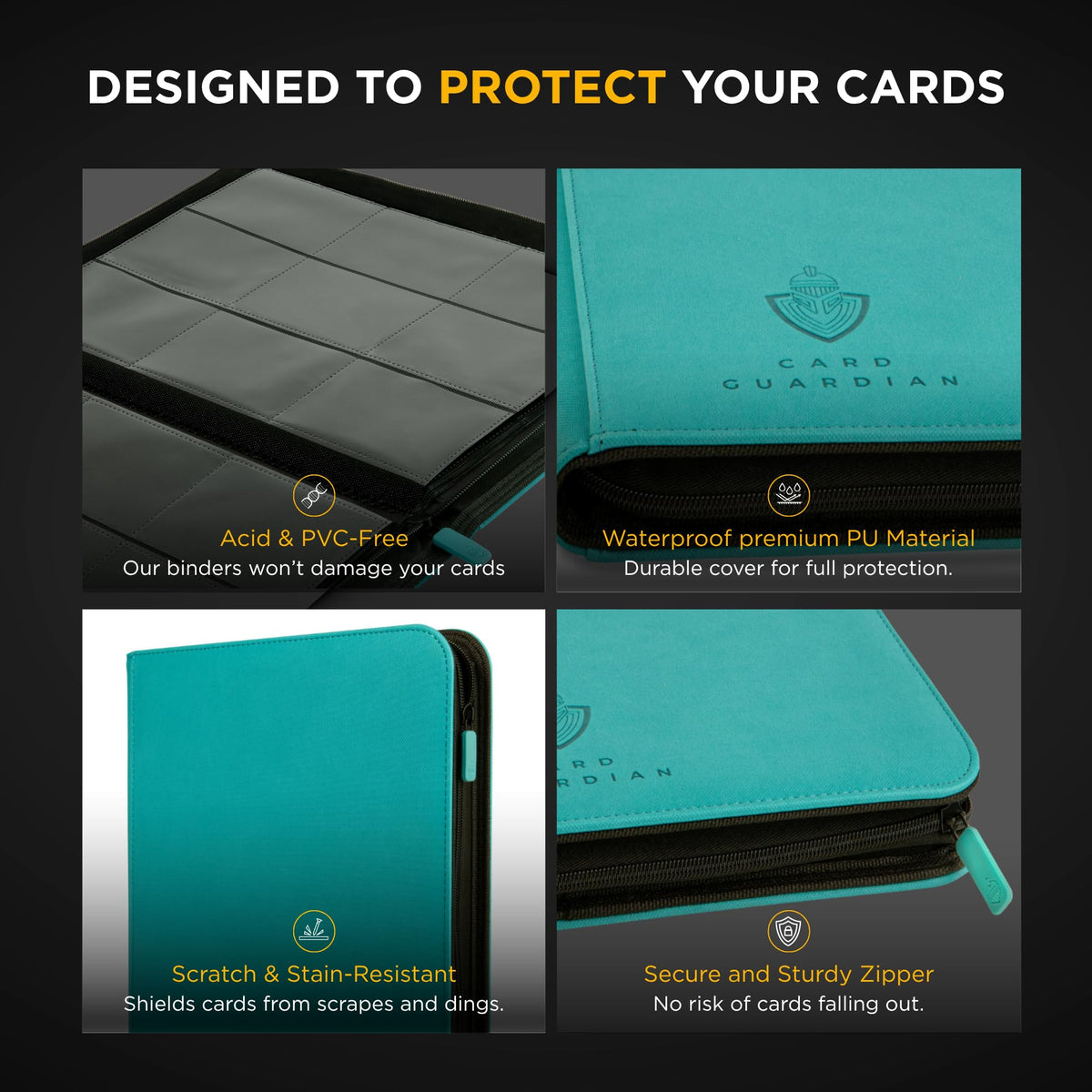 Card Guardian Teal zipper close-up highlighting secure closure.