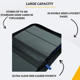 Card Guardian blue binder with 20 pages holds up to 160 cards.