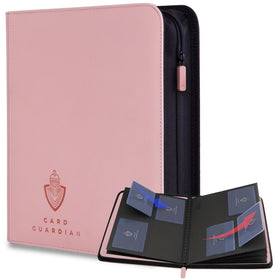 Card Guardian toploader binder front cover in pink, protecting your collection with a refined look