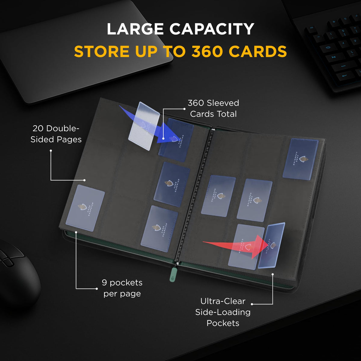 Card Guardian zipper closure keeps cards secure during transport