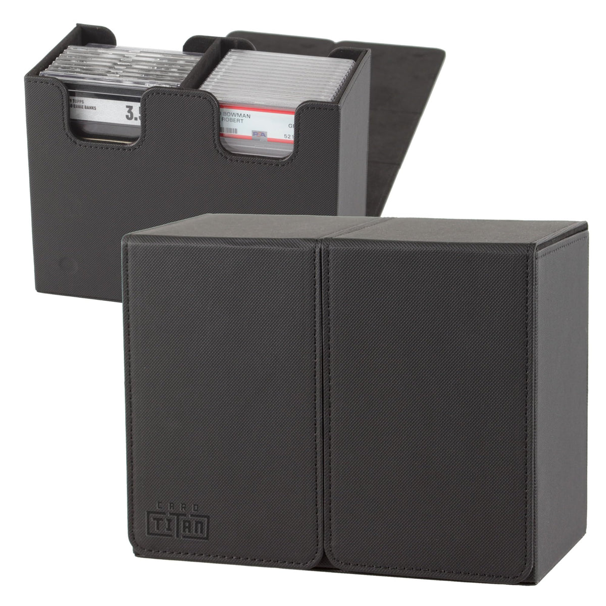 Card Titan Slab Box front view with two row graded slab storage