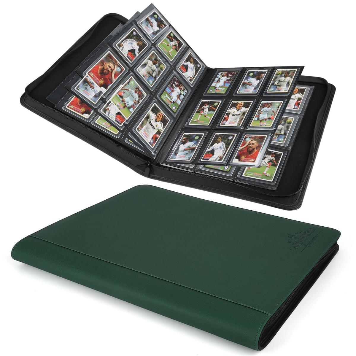 CardBinder Toploader binder cover showcasing 16-page 9-pocket system for organized storage