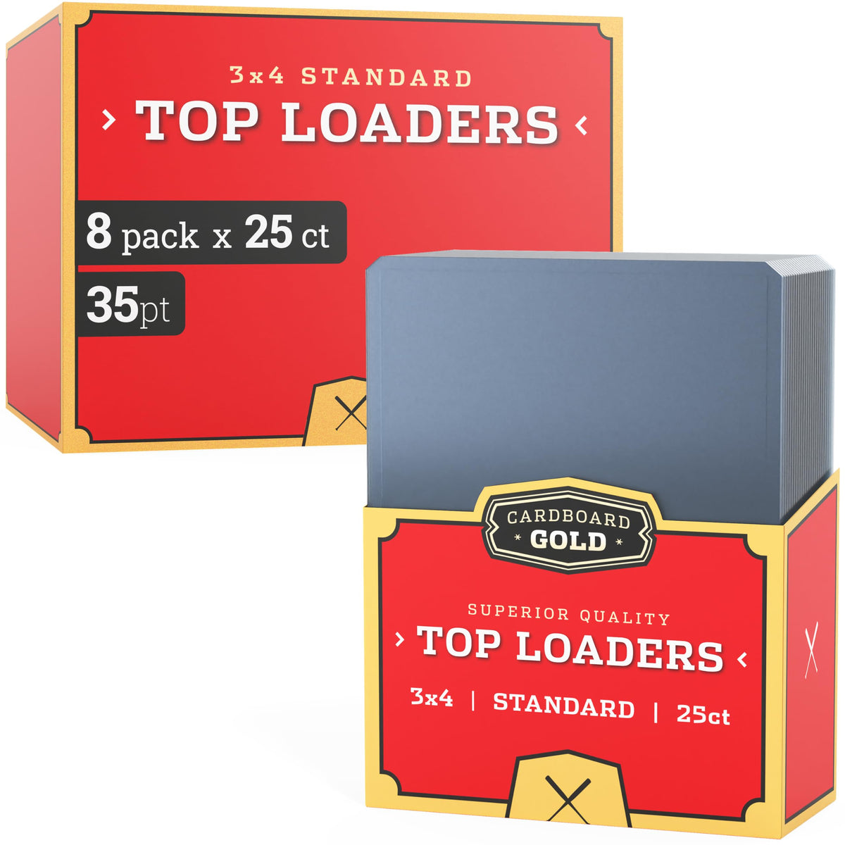 Cardboard Gold 35pt toploader for baseball cards offers durable crystal-clear protection.