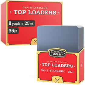 Cardboard Gold 35pt toploader for baseball cards offers durable crystal-clear protection.