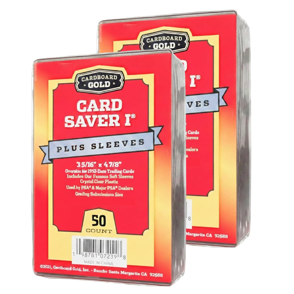 Cardboard Gold Card Saver 1 bulk pack protects trading cards during storage and transport.