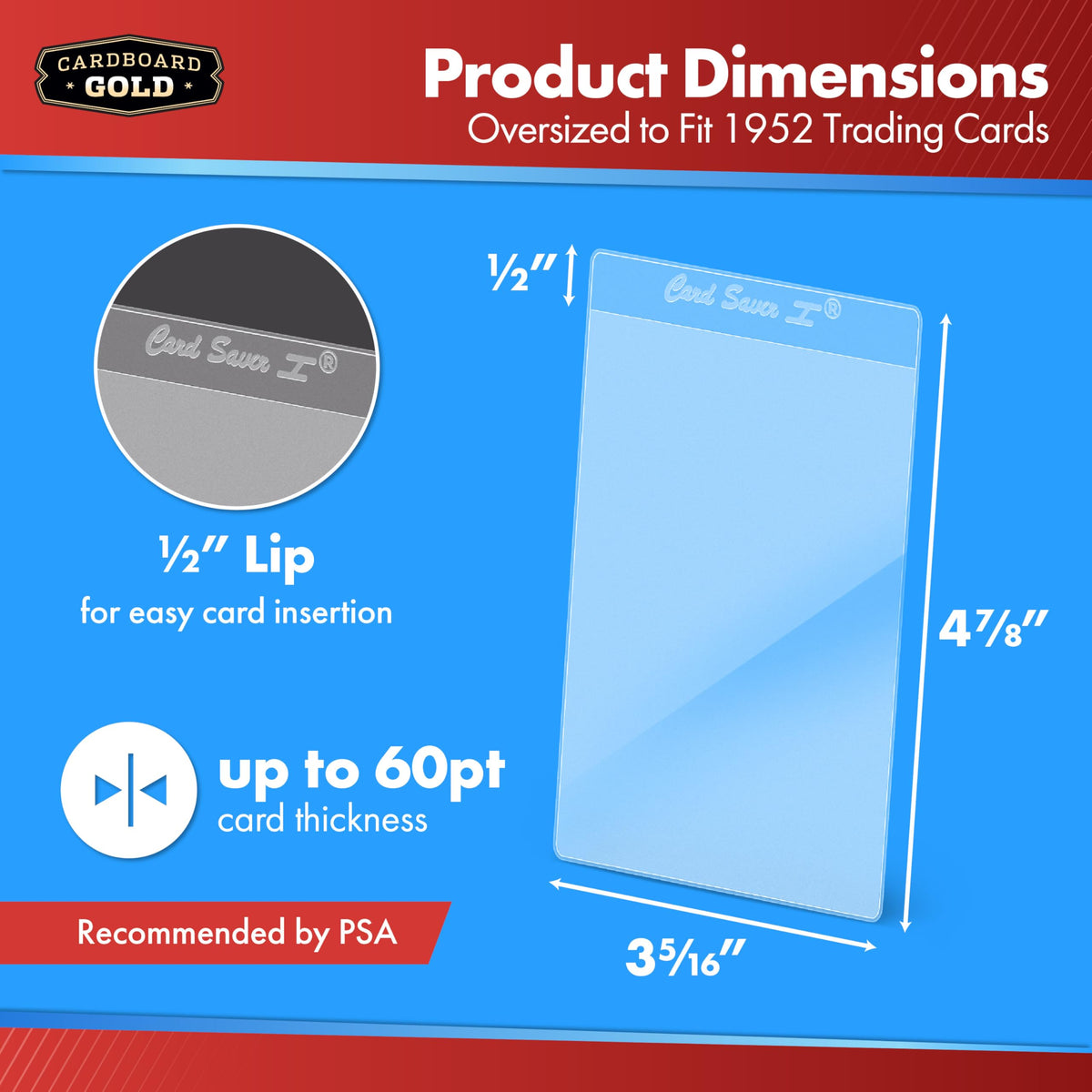 Cardboard Gold Card Saver 1 bulk-pack display protects collection and simplifies storage.