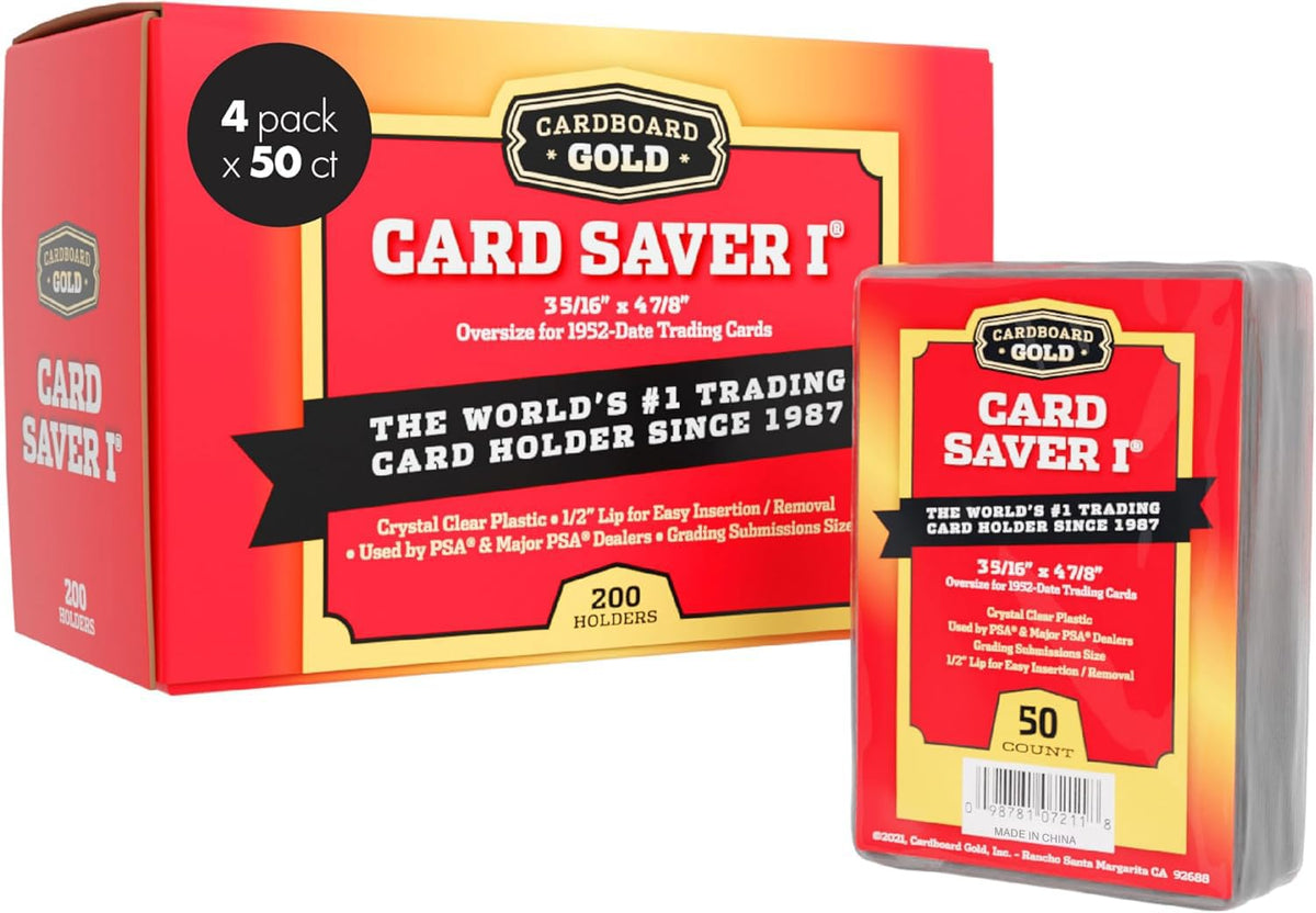 Cardboard Gold Card Saver 1 clear holder protecting trading cards for grading.