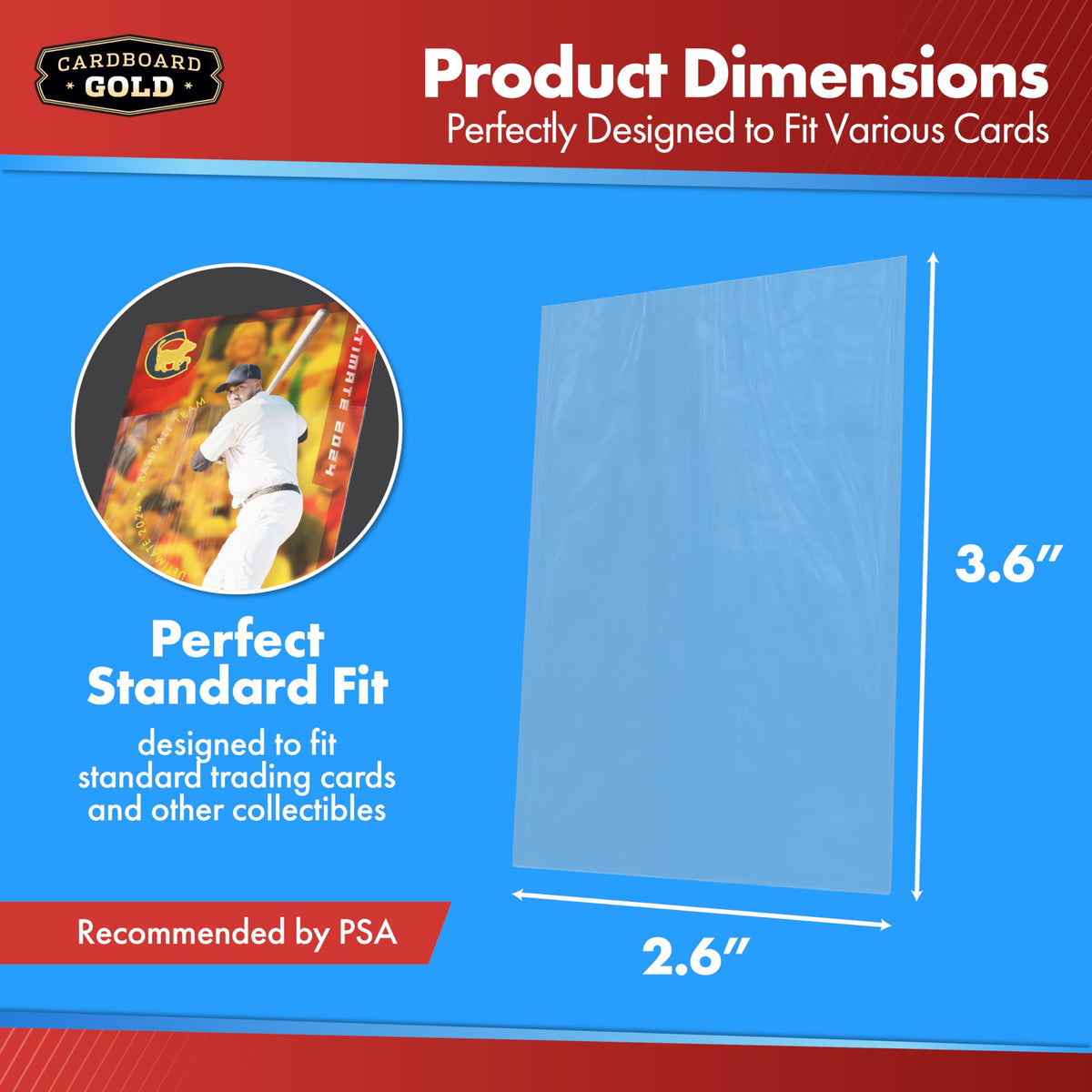 Cardboard Gold archival-quality protection guards cards from dust and wear.