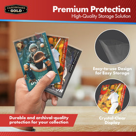 Cardboard Gold sleeves fit binders and top loaders for versatile organization.