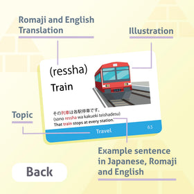 CARDDIA flash cards show vivid example sentences to reinforce usage.