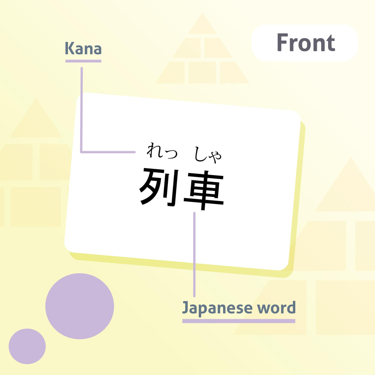 CARDDIA cards display words with Romaji and English meanings for context.