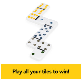 Aluminum carrying case open, showing organized domino pieces for travel