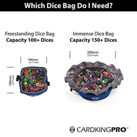 CardKingPro Immense Dice Bag seven compartments keep dice organized for easy setup.