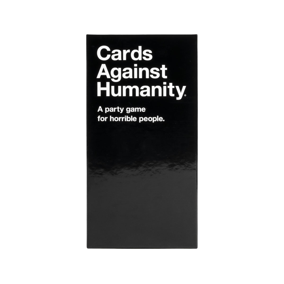Cards Against Humanity black card deck ready for provocative prompts.