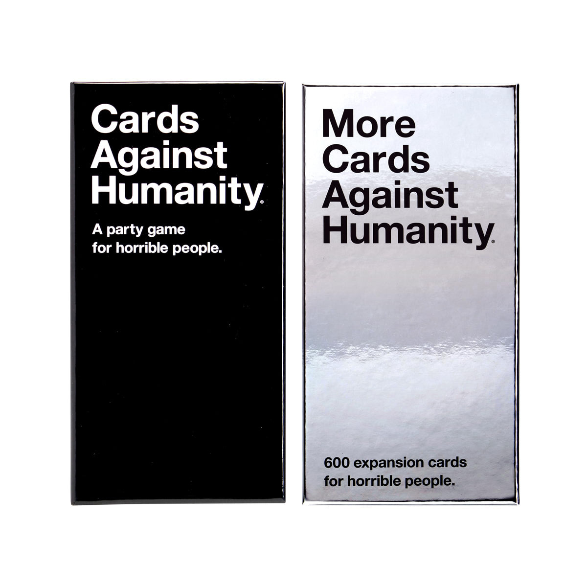 Cards Against Humanity expansion self-contained play setup on table for quick start.
