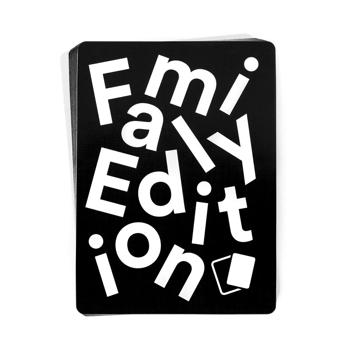 Cards Against Humanity Family Edition notes age guidance for family-friendly play.
