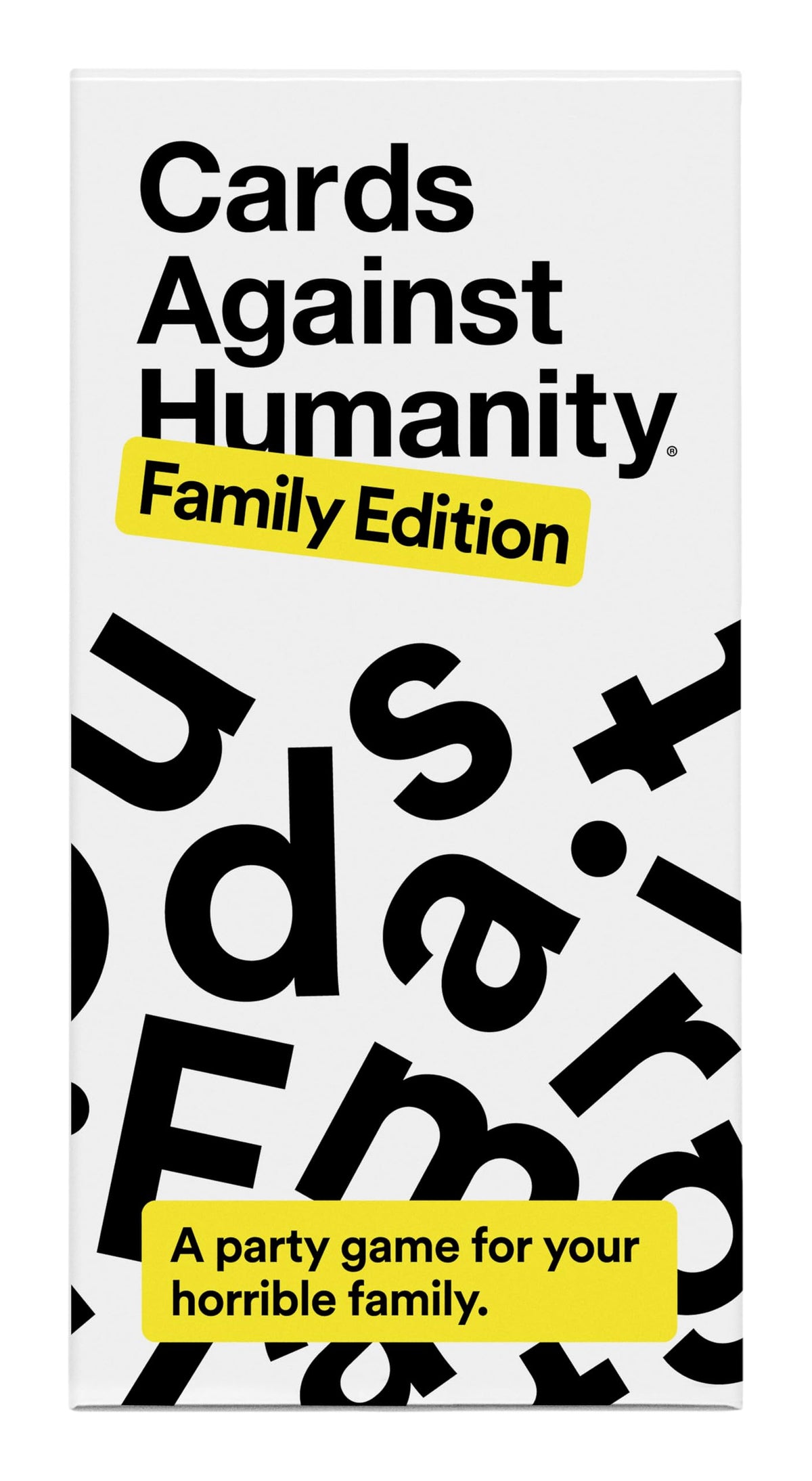 Cards Against Humanity Family Edition box front invites laughter and togetherness for families