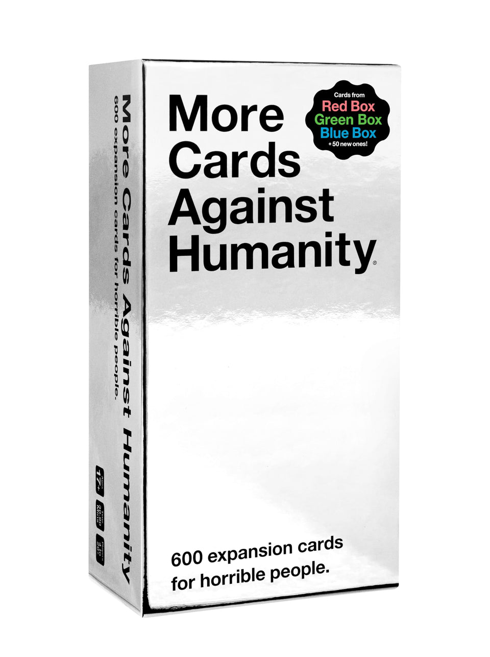 Cards Against Humanity expansion box front with bold design offering more gameplay variety.