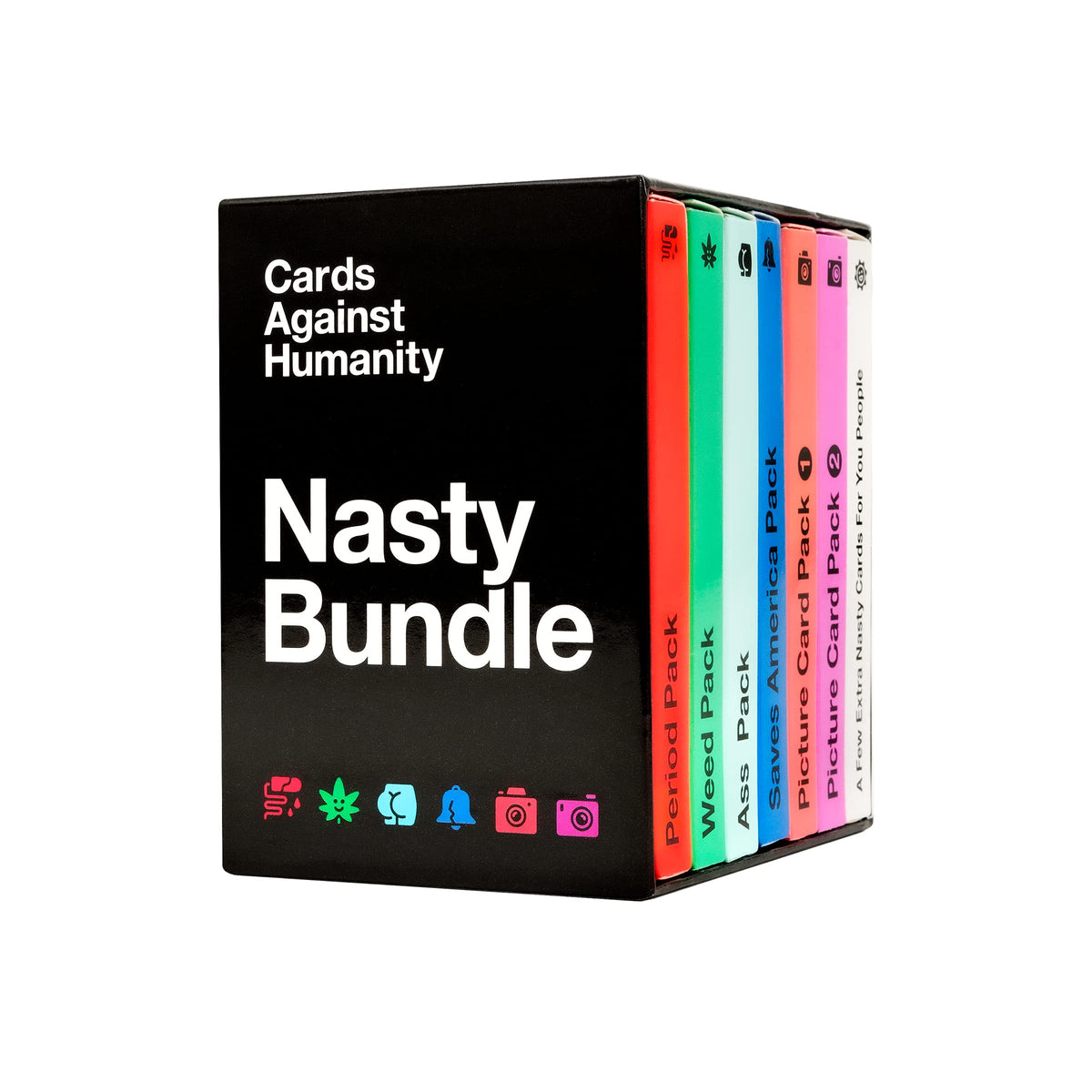 Cards Against Humanity Nasty Bundle cover image, spicy expansion for bold game nights.