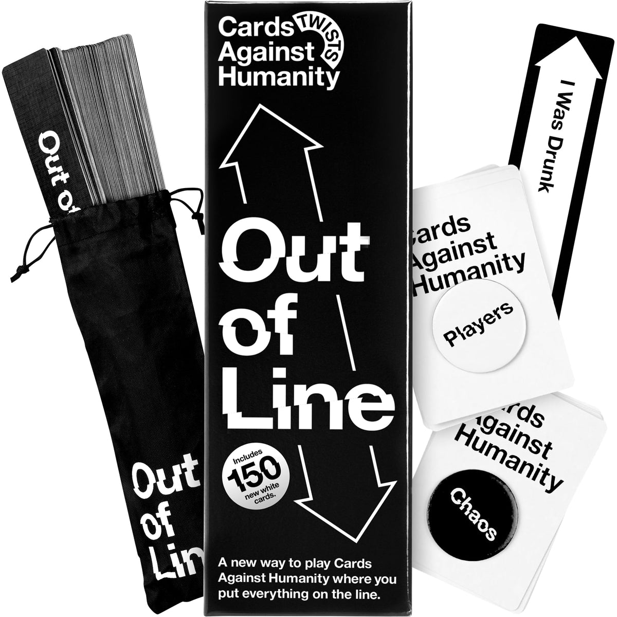Cards Against Humanity Out of Line front box shows bold design for home game nights.
