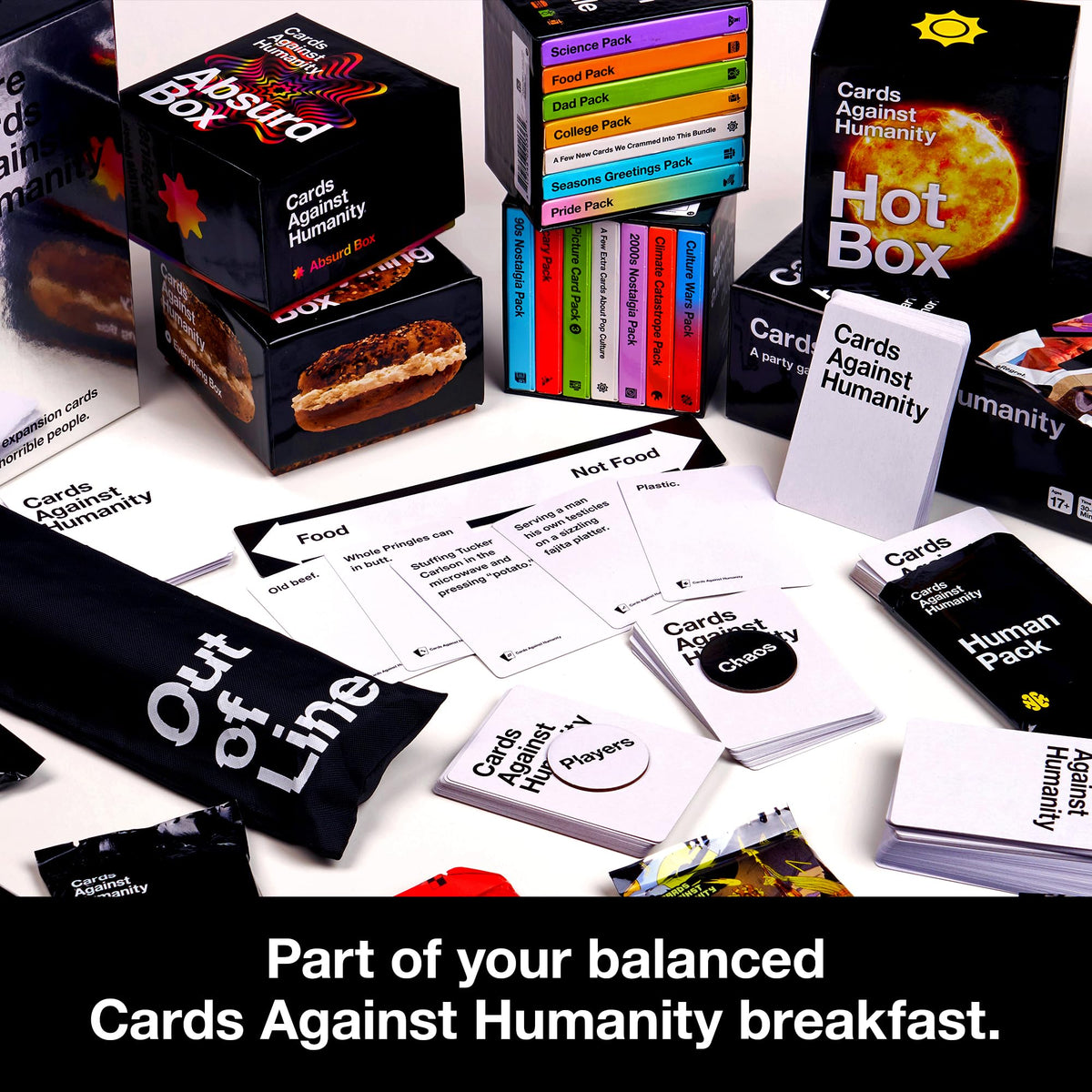 Cards Against Humanity Out of Line standalone party game for groups.