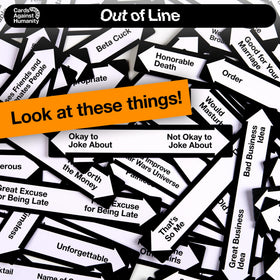 Cards Against Humanity Out of Line encourages teamwork to order cards together.