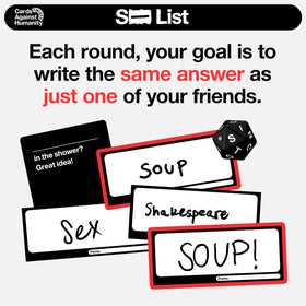 Cards Against Humanity S⸺ List features a giant board for collaborative play.