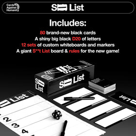 Cards Against Humanity S⸺ List includes 80 new black cards for new rounds.