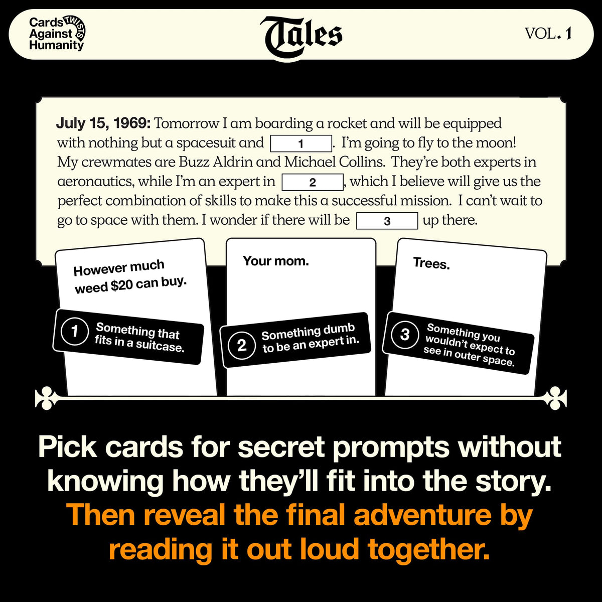 Cards Against Humanity Tales Vol. 1 gameplay setup helps smooth game night flow.