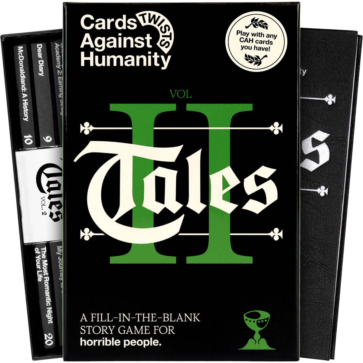 Cards Against Humanity Tales Vol. 2 leather-bound book cover ready for game night