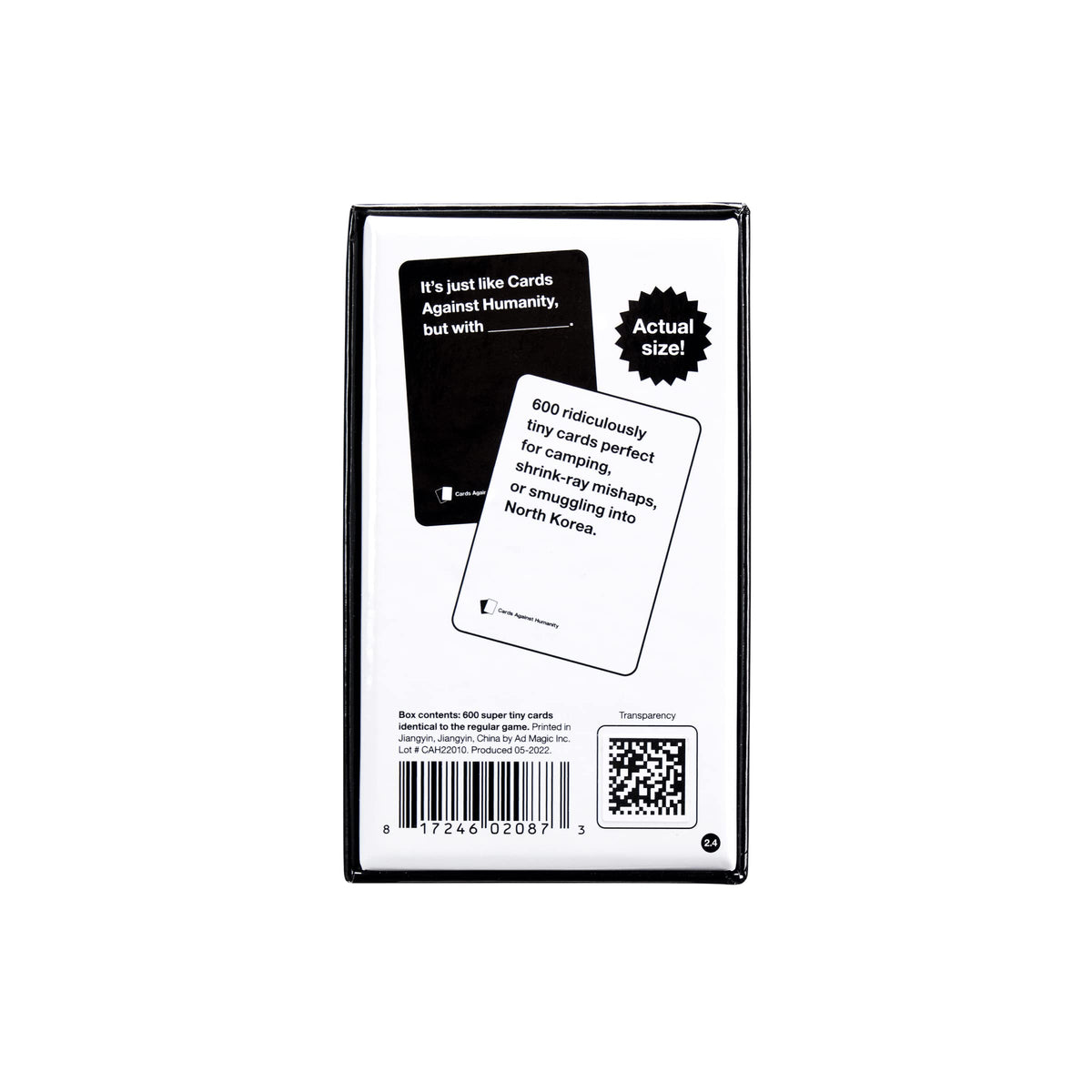Box open, 600 tiny cards ready to spark laughter.
