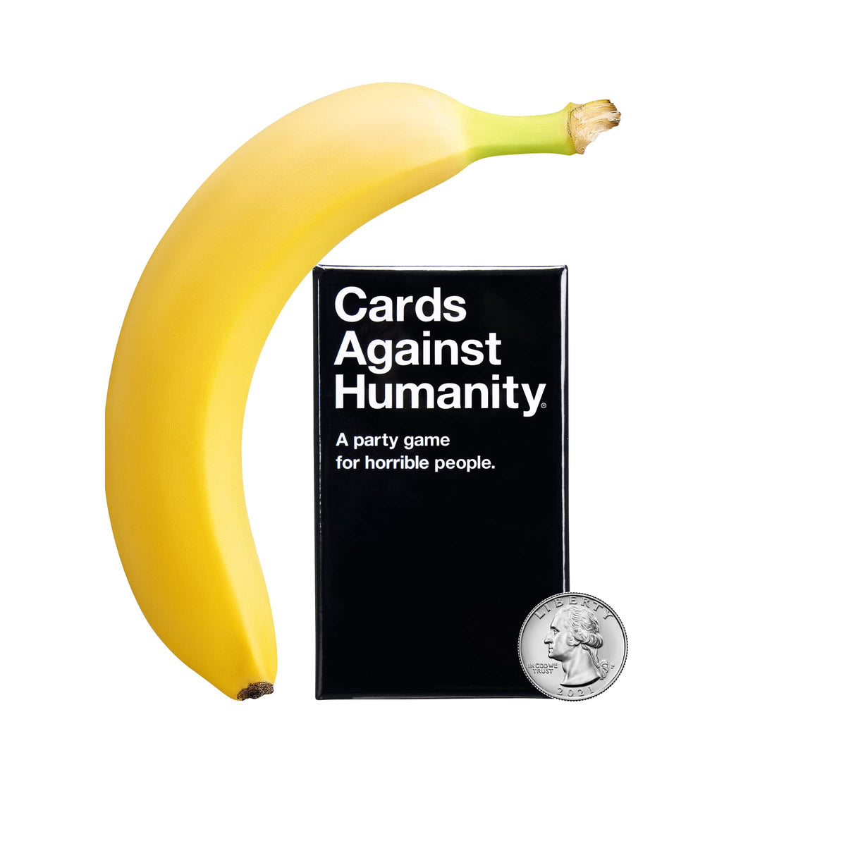 Cards Against Humanity Tiny Edition box on table, portable party fun.
